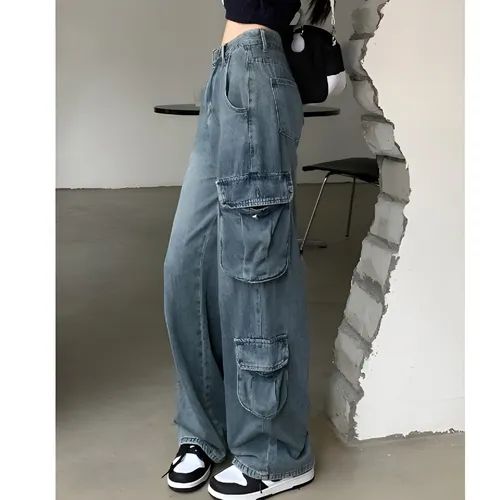 Shopherd - High Rise Wide Leg Cargo Jeans | YesStyle Global