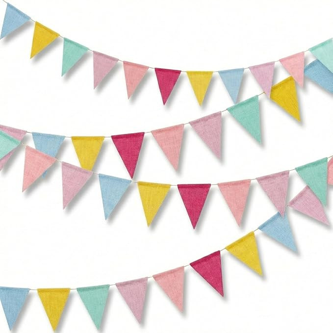 32.8ft Colorful Triangle Bunting Banner - 36Pcs Colorful Pennant Banner Flags (6 Colors), Pastel ... | Amazon (US)