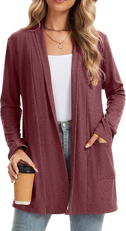 Womens Cardigan Long Sleeve Lightweight with Pockets Business Casual Early Fall Fashion Clothing ... | Amazon (US)