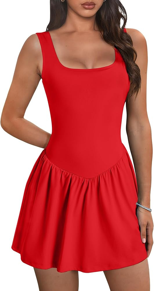 Desol Women Square Neck Athletic Tennis Dress | Amazon (US)