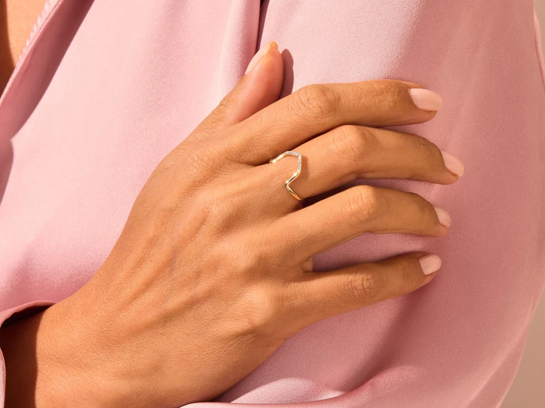 14k Gold Diamond Arch Ring / Dainty Minimalist Curved Diamond Ring for Women / Statement Ring for... | Etsy (US)