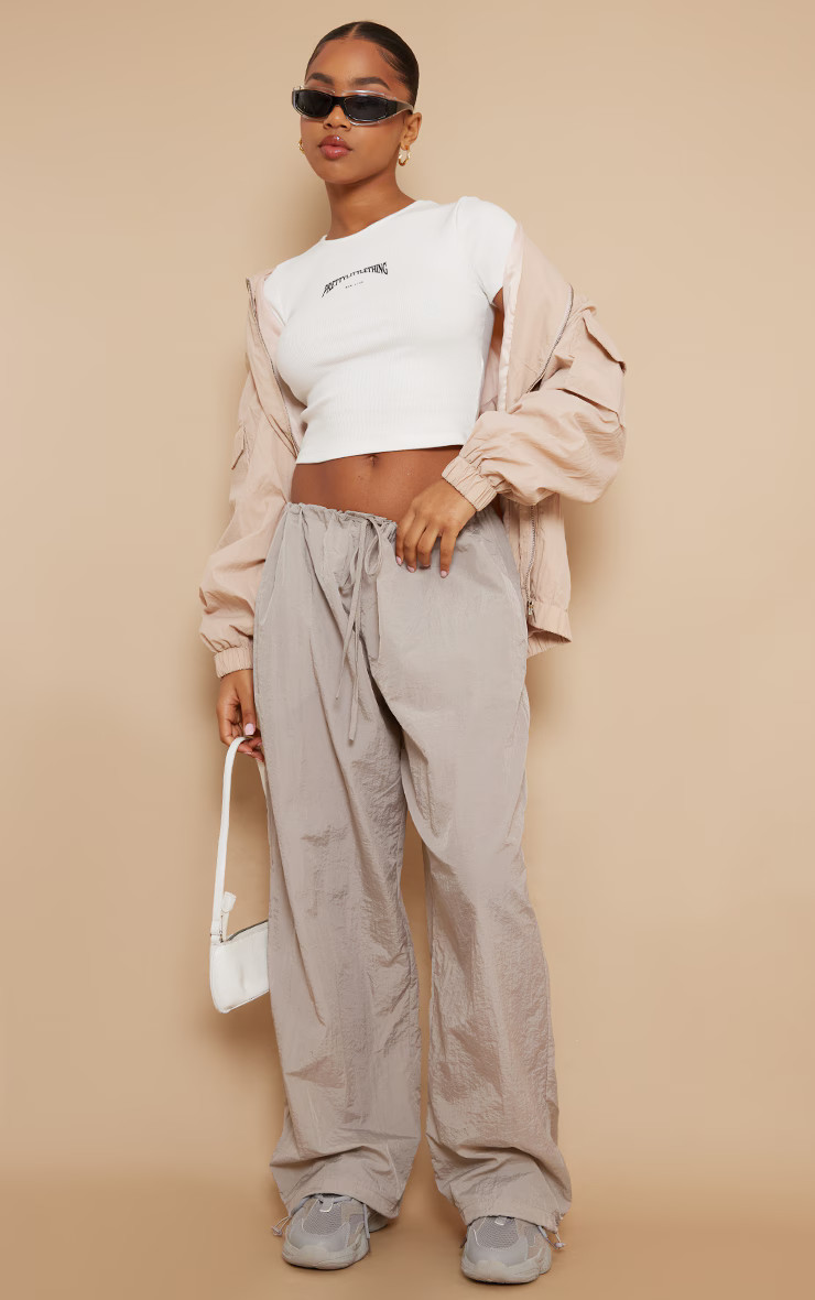 Stone Lightweight Parachute Toggle Cargo's | PrettyLittleThing US