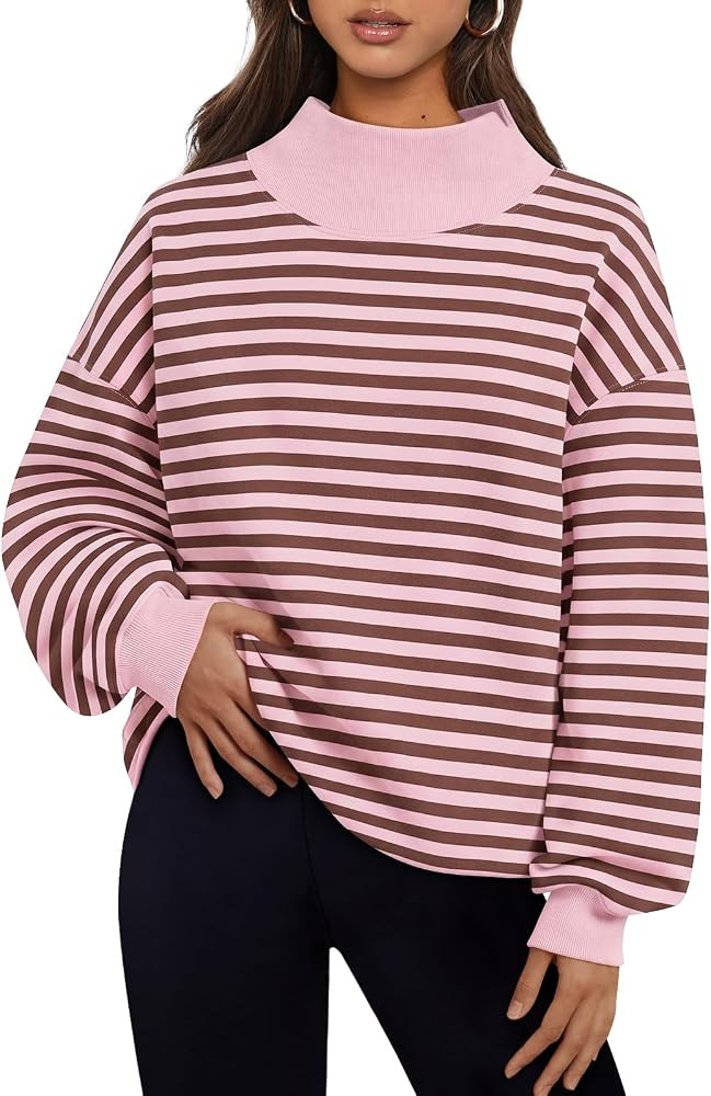 Trendy Queen Womens Mock Neck Sweatshirts Oversized Pullover Fall Outfits | Amazon (US)