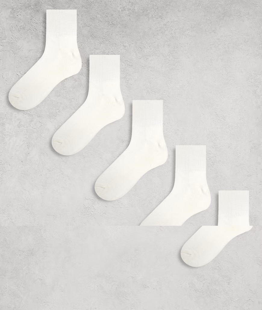 ASOS DESIGN 5 pack short sport socks in white | ASOS (Global)