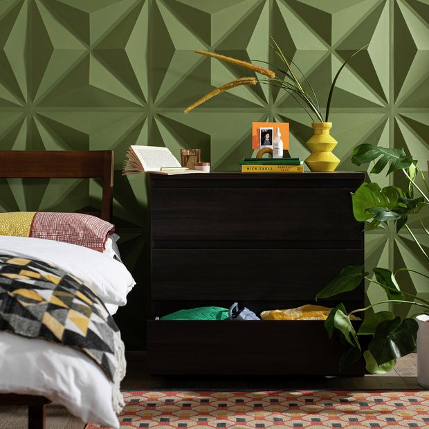 Habitat Jenson 3 Drawer Chest - Black Brown | Habitat UK