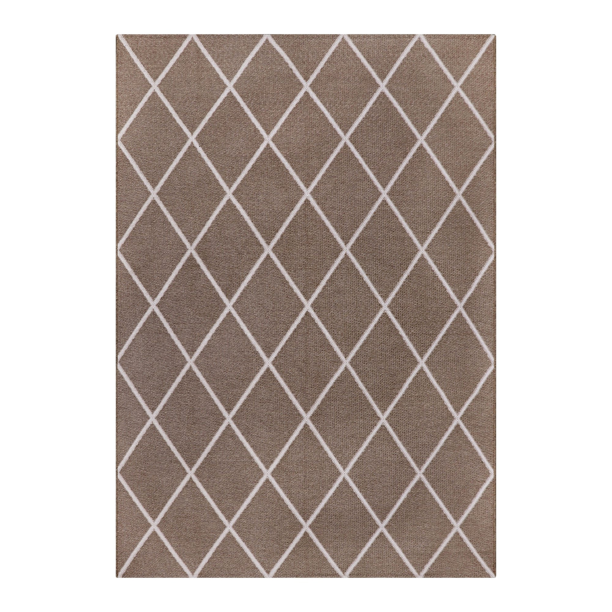 Better Homes & Gardens 5' X 7' Brown and White Diamond Outdoor Rug | Walmart (US)