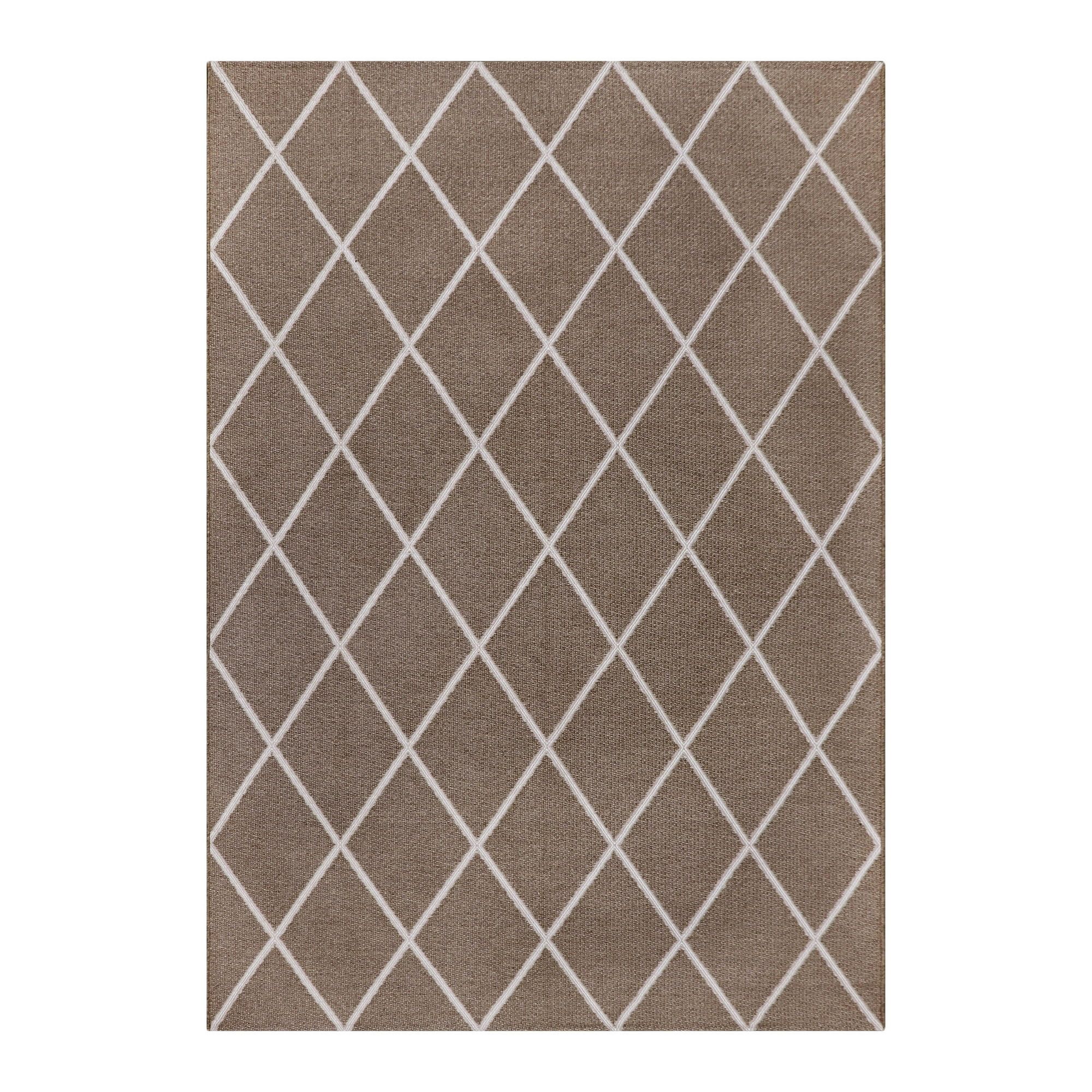 Better Homes & Gardens 5' X 7' Brown and White Diamond Outdoor Rug | Walmart (US)