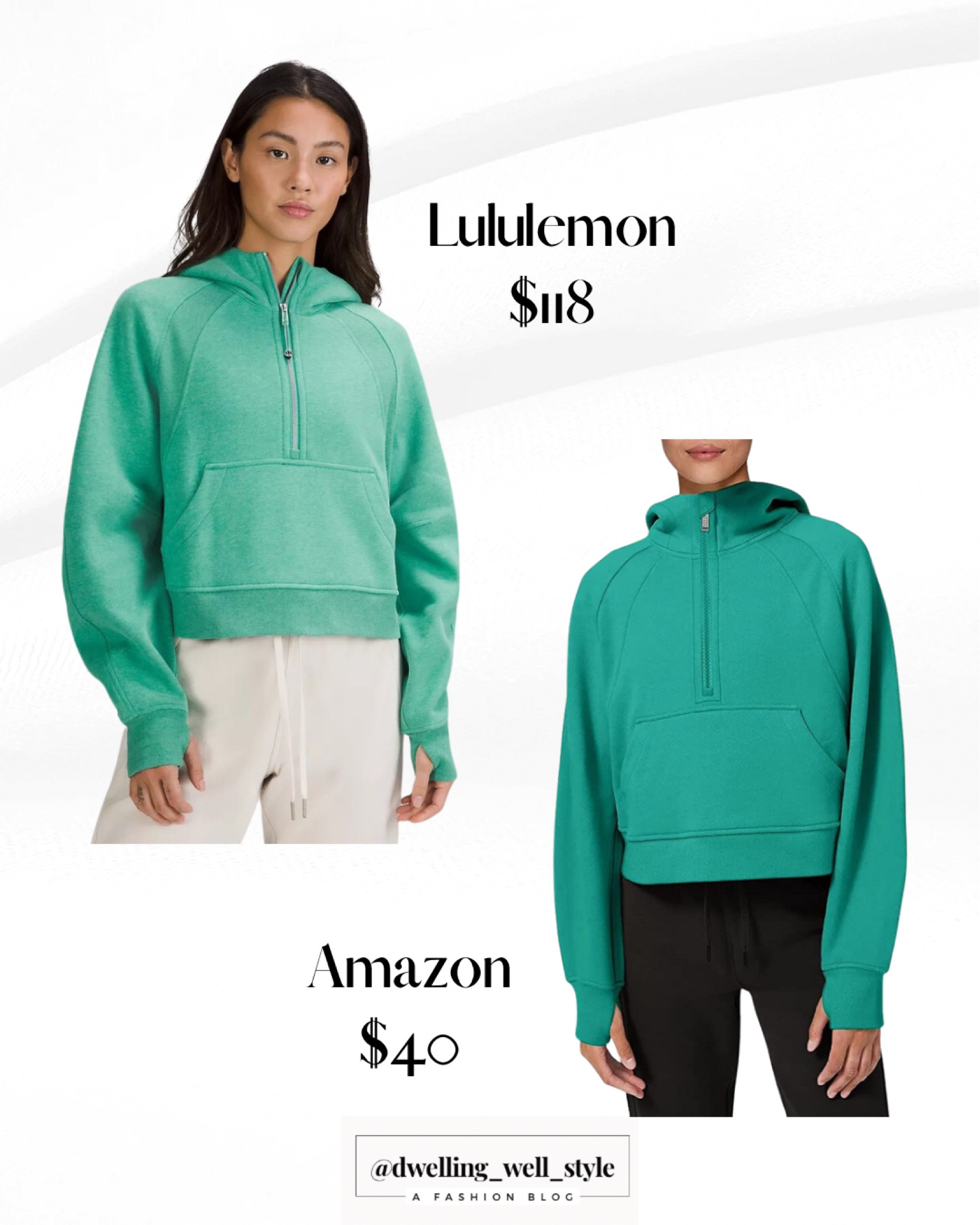 Heathered Maldives Green Lululemon Scuba Hoodie (NEW color)!
Amazon Dupe just $40 (similar but darker color).
I have this dupe in a different color and LOVE it!
FYI it is not as oversized as the Lulu one but you can size up if you want that look.

#LTKFind #LTKfit #LTKunder50
