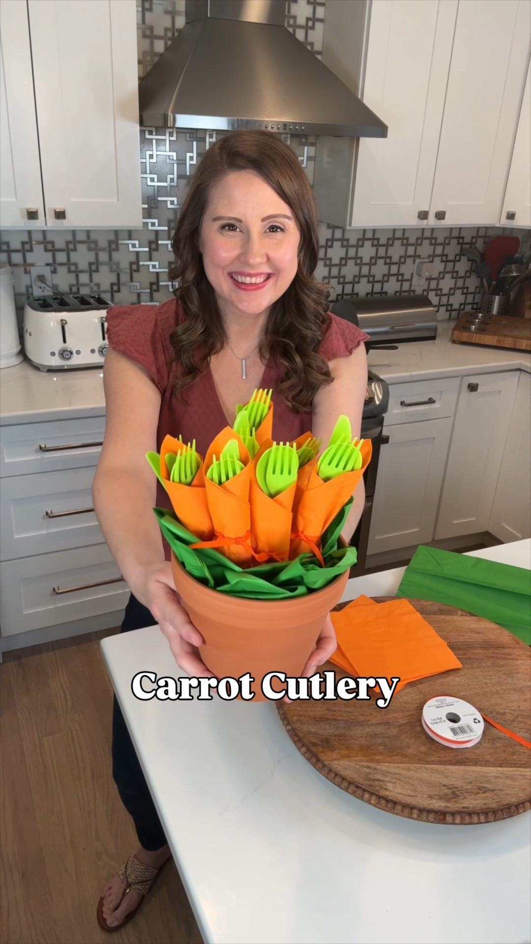 These DIY carrot cutlery holders are the cutest way to display utensils for Easter 🥕✨ instead of placing them at each seat, I love setting them all together in a pot so guests can grab what they need — it doubles as decor and makes your table feel extra festive.

Such a simple, budget-friendly touch that adds the sweetest pop of spring color to your hosting setup 🌸🐰

#LTKSeasonal #LTKHome #LTKParties #EasterDecor #SpringHosting #EasterDIY #SpringDecor #LTKFamily #EasterIdeas

#LTKSeasonal #LTKHome #LTKmomlife