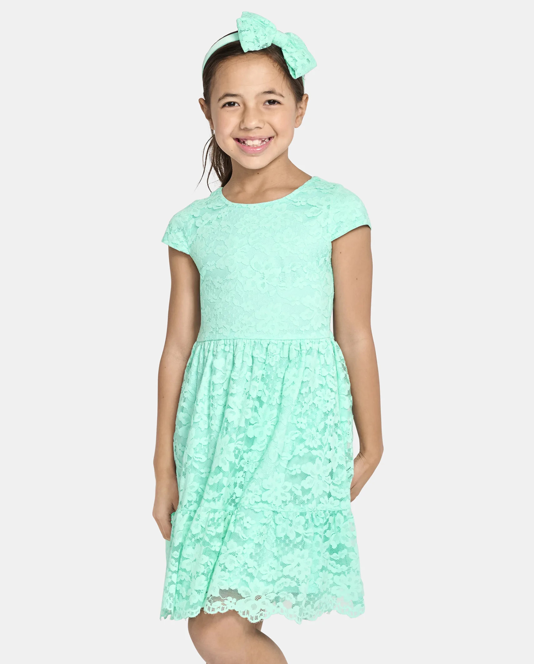 Girls Mommy And Me Lace Ruffle Dress - mellow aqua | The Children's Place