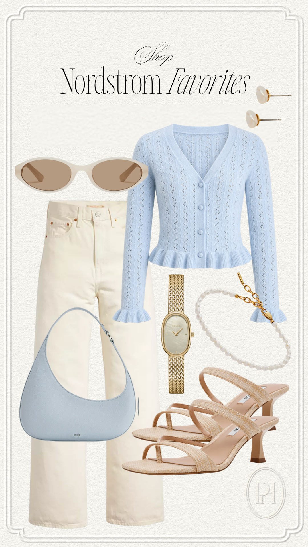 Spring fashion favorites from Nordstrom!

spring fashion, spring outfit, spring style, spring looks, white jeans. white denim, wide leg denim, wide leg jeans, blue cardigan, scalloped cardigan, tan sandals, high heel sandals, white sunglasses, pearl stud earrings, pearl bracelet, gold watch, blue handbag, summer style, summer fashion, neutral fashion 

 #LTKgrwm #LTKootd #LTKSeasonal