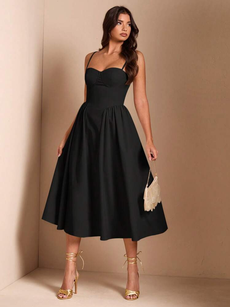 SHEIN BAE Elegant Women Long Tulle Dress, Suitable For Casual Date, Outing, Nightclub Party, Autumn Season,Summer Dresses For Women | SHEIN