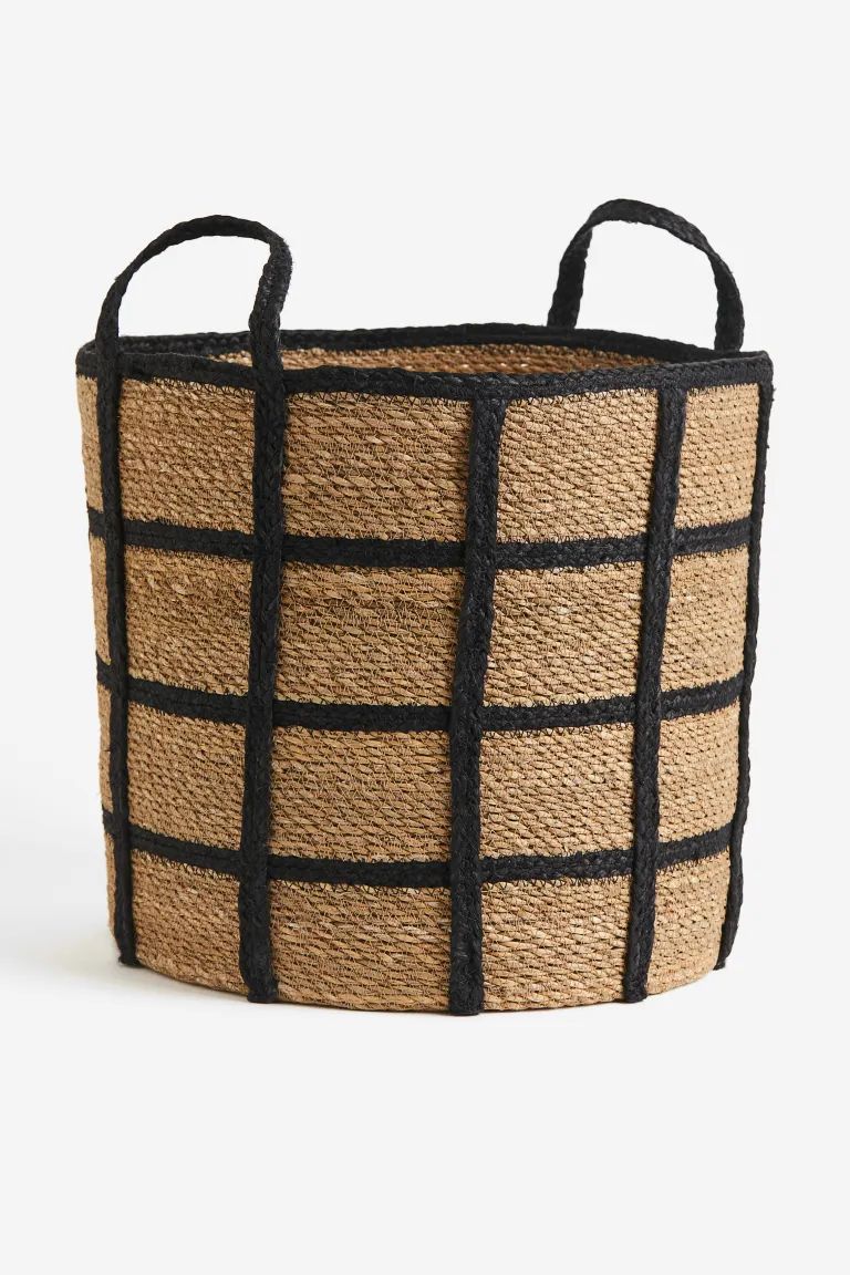 Large Seagrass Basket - Beige/checked - Home All | H&M US | H&M (US + CA)