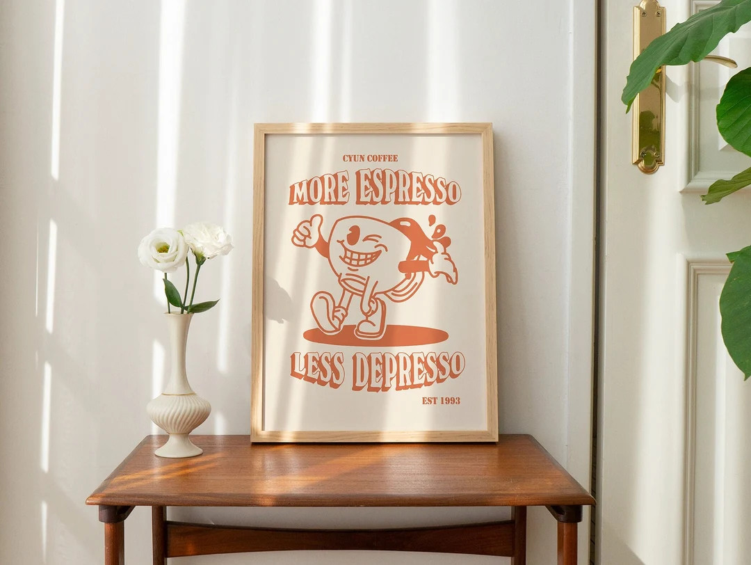 Retro Quote Wall Print, More Espresso Wall Decor, Coffee Art Print, Kitchen Wall Art, A5 A4 A3 Co... | Etsy (US)