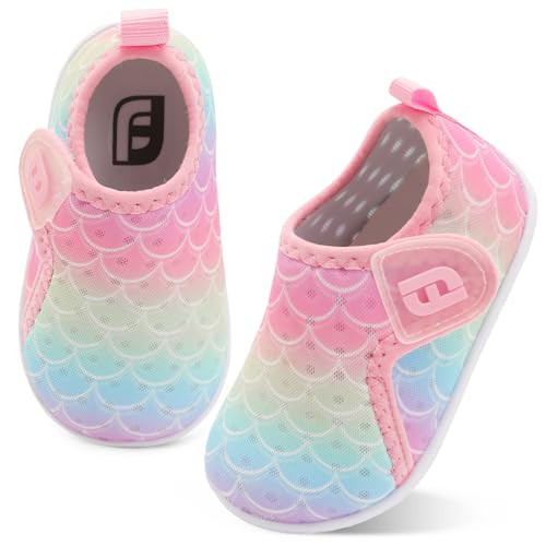 Kids Water Swim Shoes Toddler Sandals Barefoot Aqua Sock Quick Dry Breathable Walking Shoes School Shoe Sneakers for Baby Boys Girls GrBlueYePink Scale 2-2.5 Years Toddler | Amazon (US)