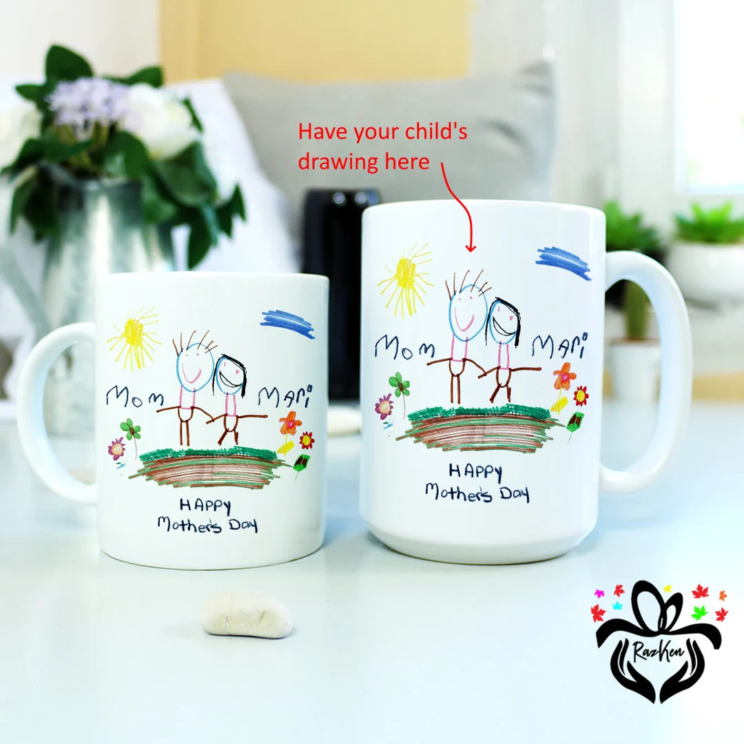 Personalized Kids Drawing Mug, Kids Artwork Mug, Child's Drawing Mug, Father's Day Gift for Dad B... | Etsy (US)