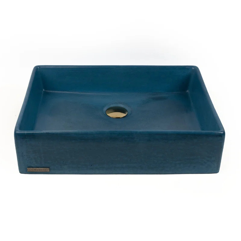 Concretti Designs 14.625'' Blue Concrete Rectangular Vessel Bathroom Sink | Wayfair North America