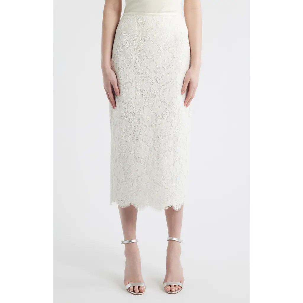 LoveShackFancy Ilse Lace Midi Skirt in Ivory at Nordstrom, Size 2 | Nordstrom