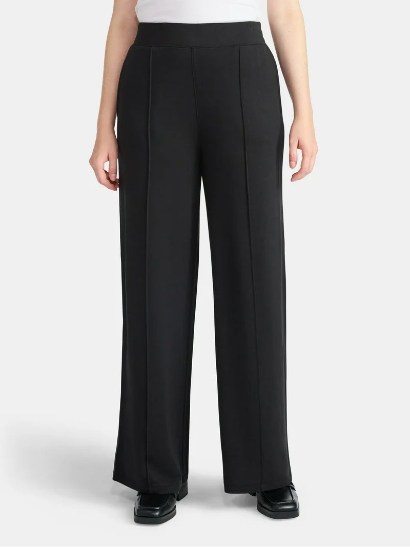 Time and Tru Women's Knit Wide Leg Pants, Sizes XS-XXXL | Walmart (US)