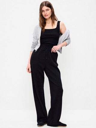 Mid-Rise Dynamic Fleece Textured Wide-Leg Sweatpants | Old Navy (US)