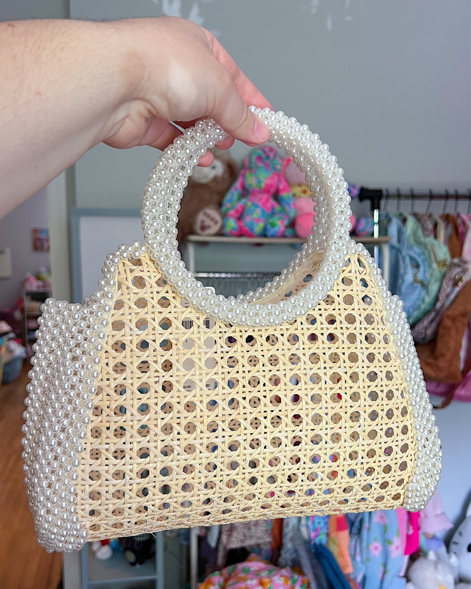 Rattan handbag with pearl handle, circle handle rattan bag, straw bag with pearls, caned bag, caned handbag, summer handbag, straw bag, rattan bag, vintage style bag, vintage inspired bag

#LTKunder100 #LTKSeasonal #LTKitbag
