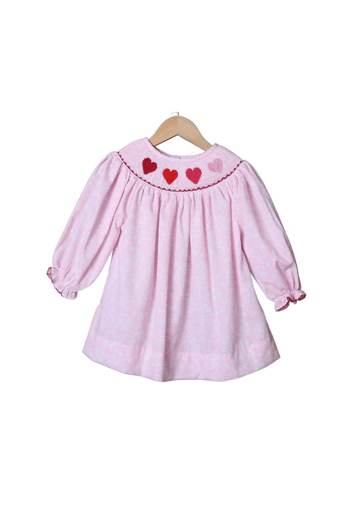Smocked Sweet Floral Heart Bishop Dress | The Smocked Flamingo