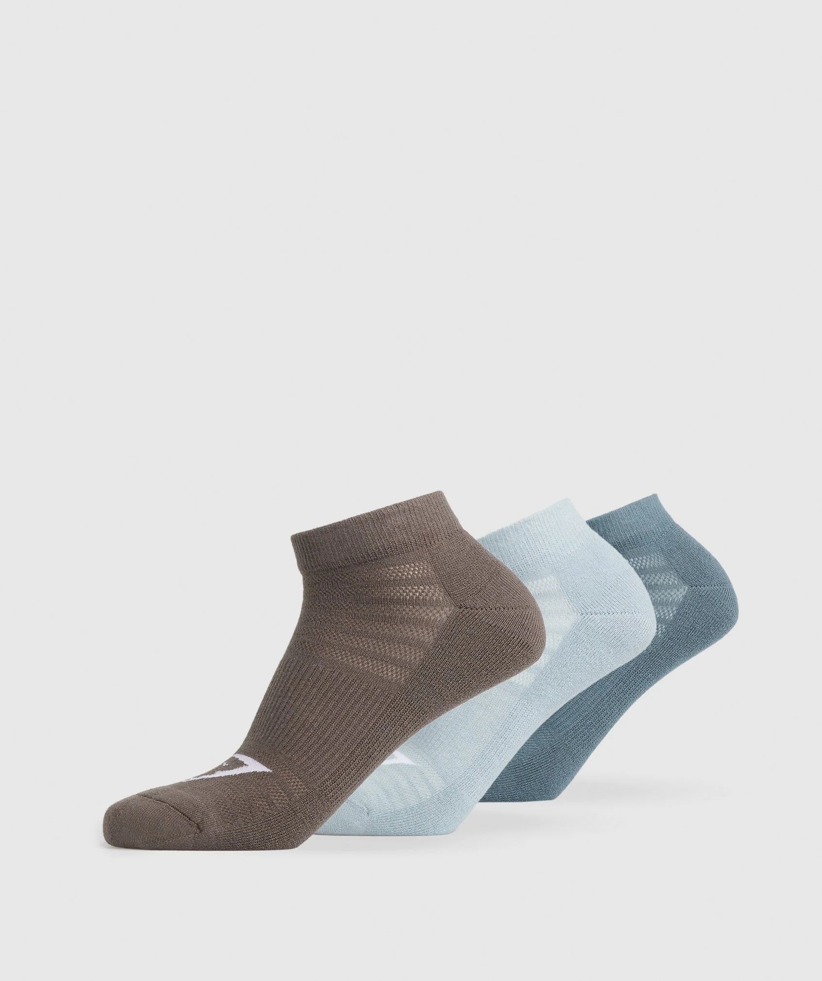 Gymshark Ankle Socks 3pk - Denim Teal/Salt Blue/Camo Brown | Gymshark US