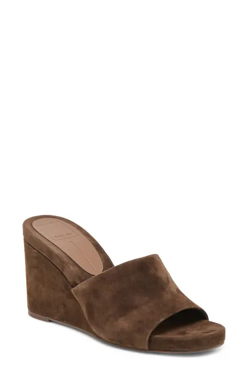 Dolce Vita Holta Wedge Sandal in Dark Brown Suede at Nordstrom, Size 10 | Nordstrom