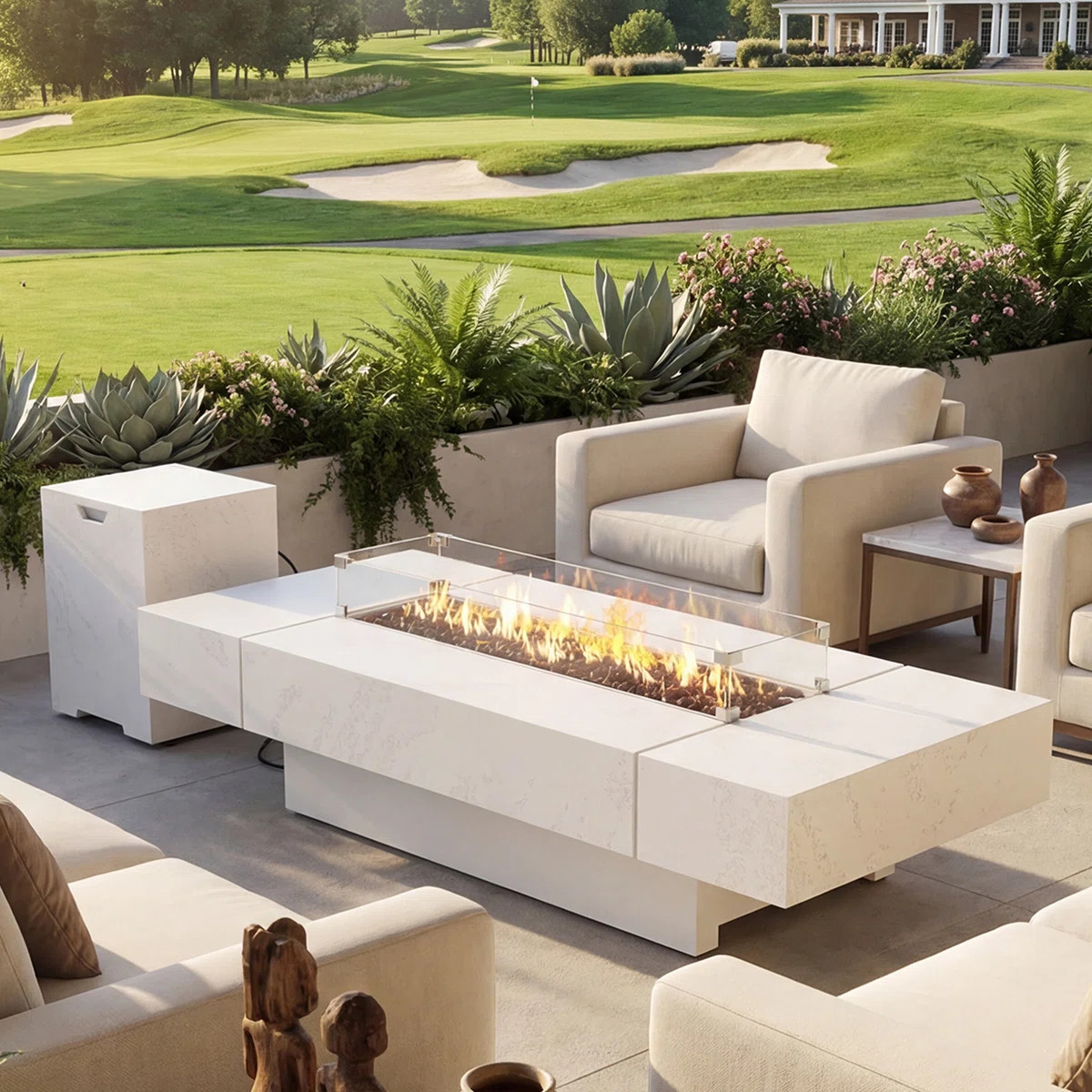 72" Propane Gas Fire Table With Wind Guard & Tank Cover, 60,000 BTU Outdoor Fire Pit Table, All-W... | Wayfair North America