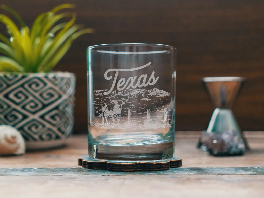 Texas State Engraved Glasses | Personalized Landscape Etched Glassware for Beer, Whiskey, Wine an... | Etsy (US)