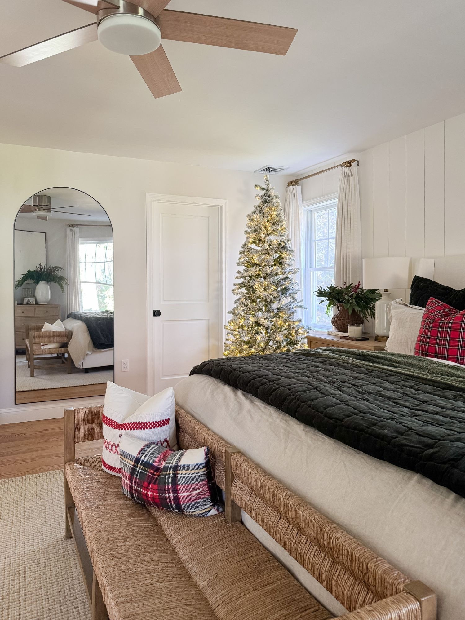 This reflective view highlights how light, texture, and symmetry shape a peaceful winter bedroom. Soft neutrals, coastal materials, and seasonal accents make it feel fresh and inviting all winter long. Winter bedroom, coastal bedroom, bedroom mirror decor, neutral winter decor, modern coastal home, cozy bedroom styling, layered textures, coastal winter decor, serene bedroom, seasonal home styling, Sherri Calnan Home

#LTKHome #LTKHoliday #LTKSeasonal