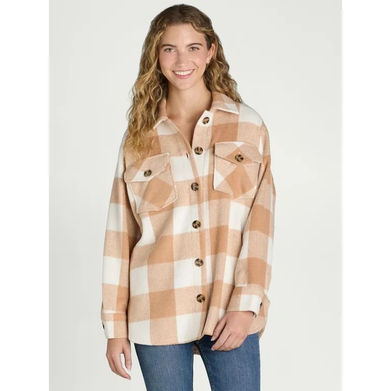 Time and Tru Women's Button Front Shacket, Sizes S-XXXL | Walmart (US)