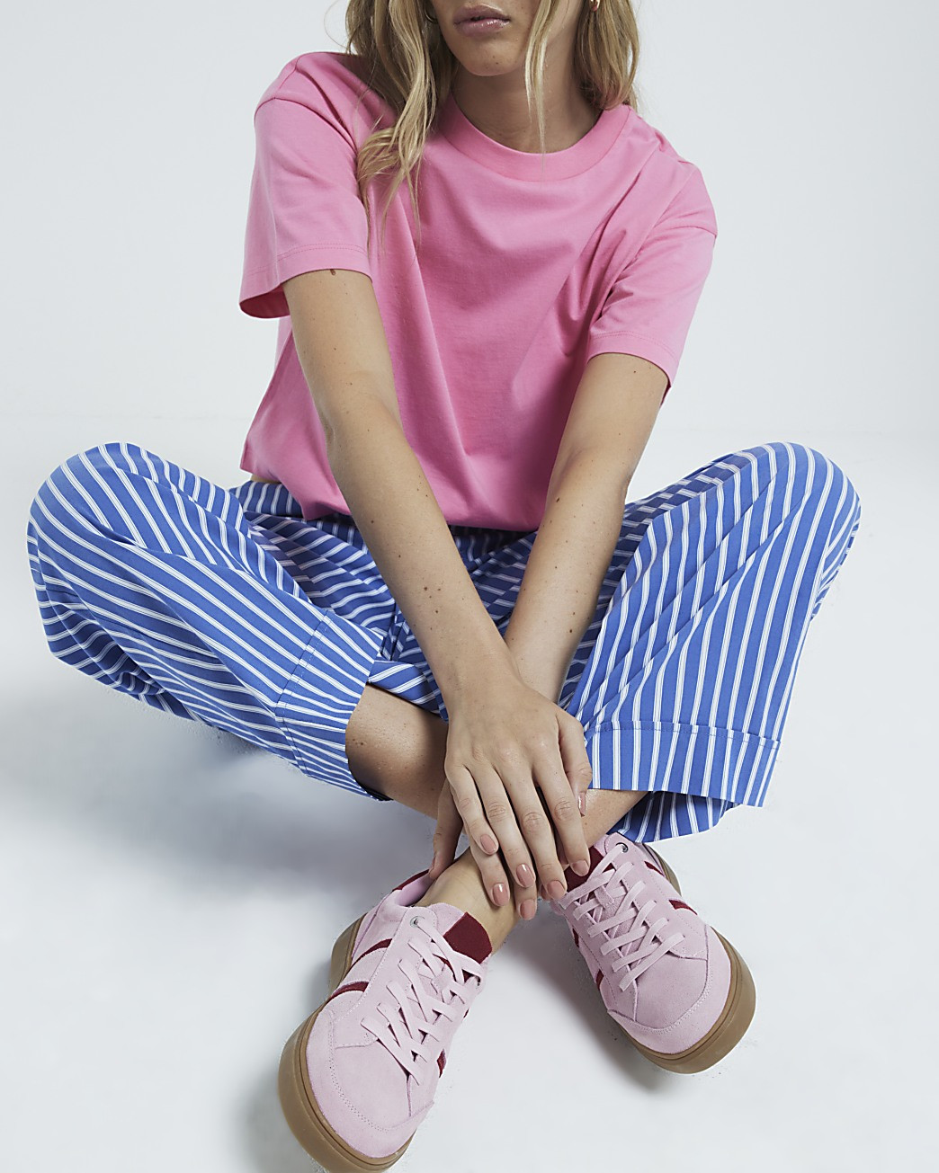 Pink suedette lace up trainers | River Island (UK & IE)