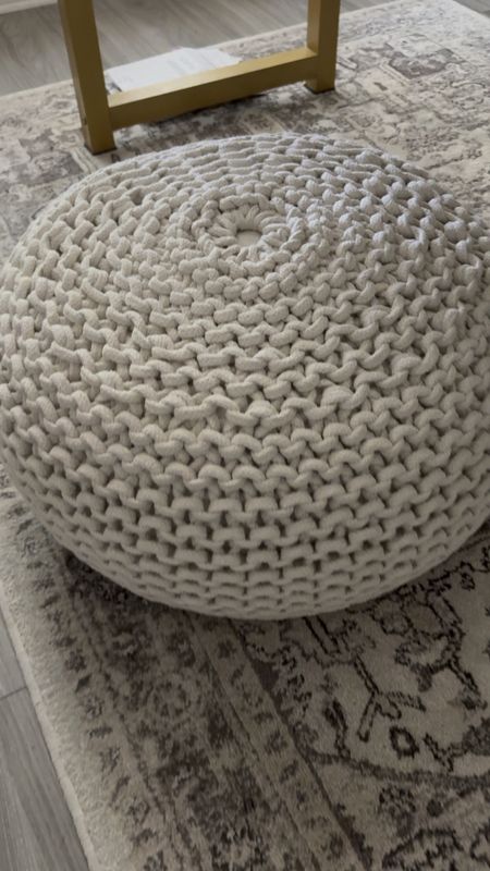 Chunky knit pouf, home decor, area rug 

#LTKVideo #LTKhome #LTKfindsunder100