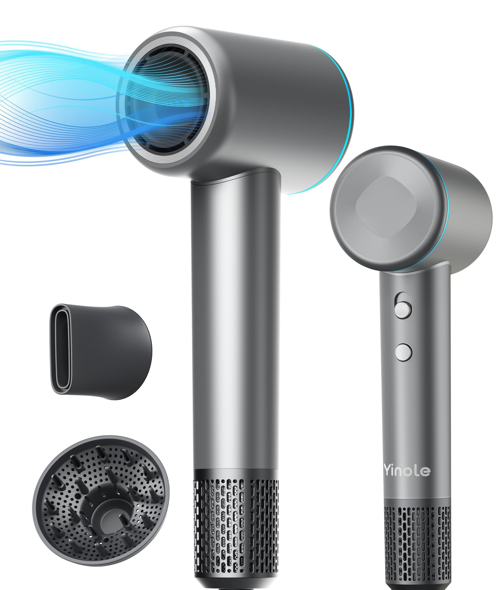 Hair Dryer Ionic Blow Dryer with Diffuser for Curly Hair, 1500W High-Speed Brushless Corded with ... | Amazon (US)