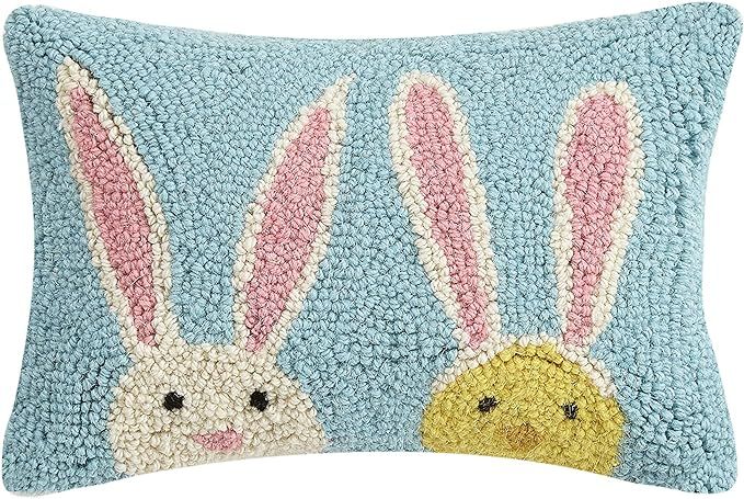 Peking Handicraft 30JES819C12OB Bunny Duo Wool and Cotton Pillow, 8 X 12 inch, Multicolor | Amazon (US)
