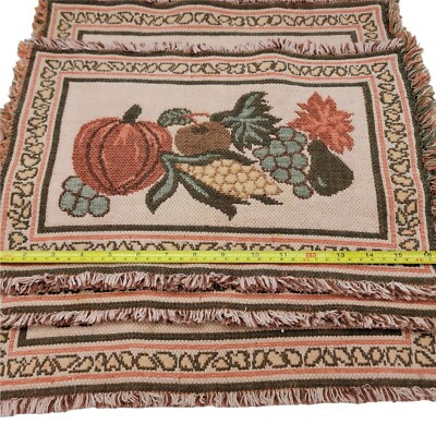 Fall Harvest Colors Table Placemats Tapastry Woven Pumpkins Fruit Set Lot x 4 | eBay US