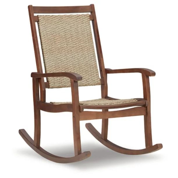 Signature Design by Ashley Outdoor Emani Eucalyptus Patio Rocking Chair, Brown | Walmart (US)