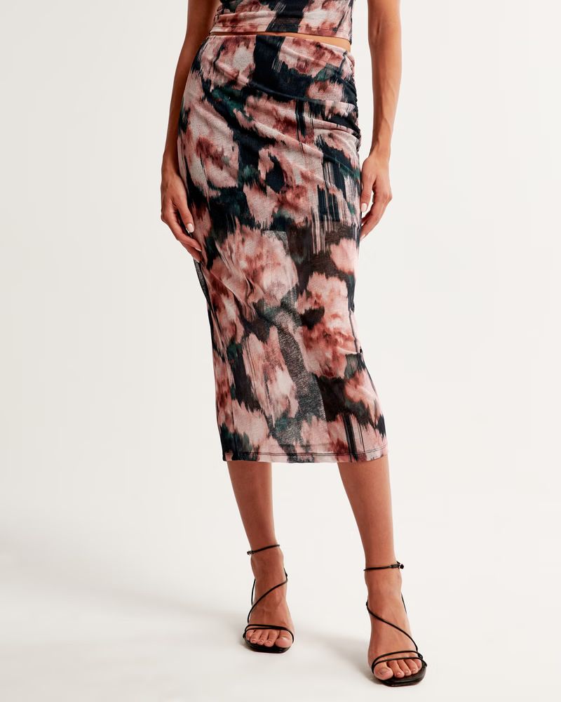 Mesh Midi Skirt | Abercrombie & Fitch (US)