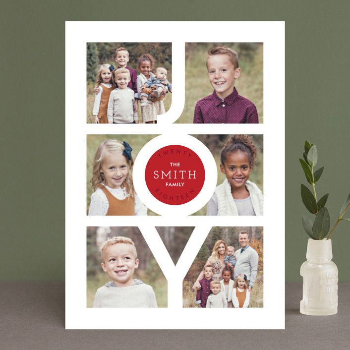 "Modern Family Joy" - Customizable Holiday Photo Cards in Brown by Playground Prints. | Minted