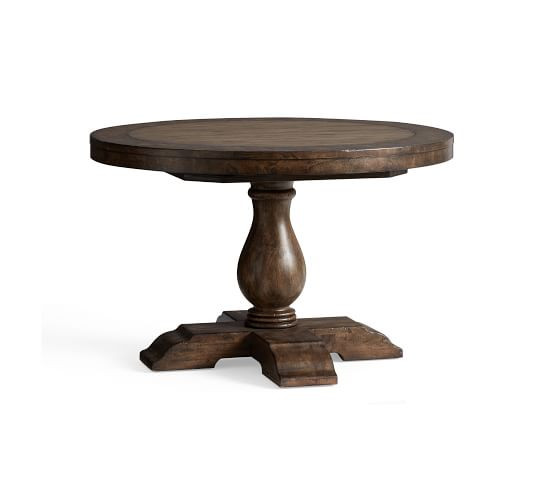 Lorraine Round Pedestal Extending Dining Table, Hewn Oak | Pottery Barn (US)