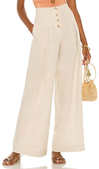 Cecile Linen High Waist Pant in Natural | Revolve Clothing (Global)
