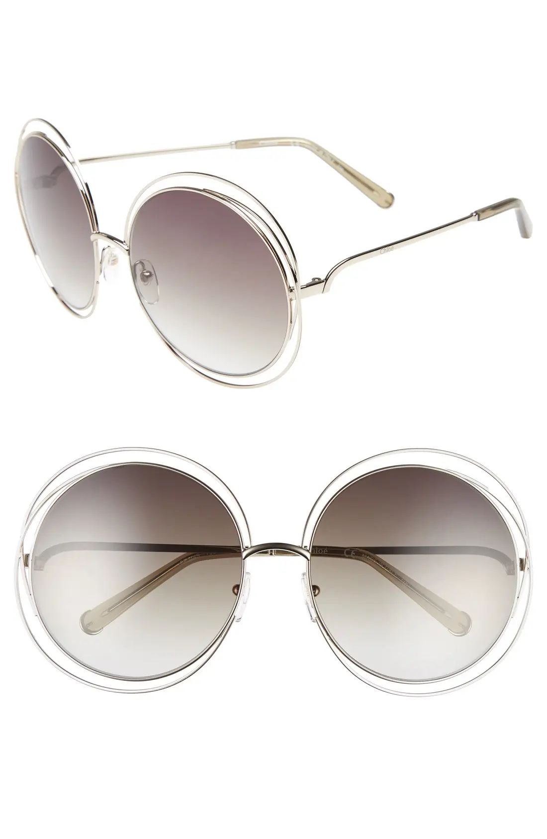 Women's Chloe 62Mm Oversize Sunglasses - Gold/ Transparent Green | Nordstrom