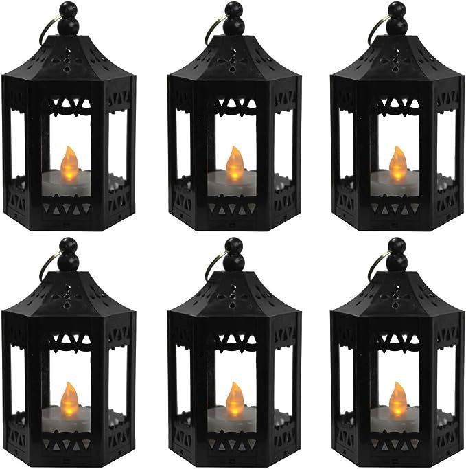 Vela Lanterns Mini Candle Lantern with Flickering LED Tea Light Candle, Batteries Included, Black... | Amazon (US)