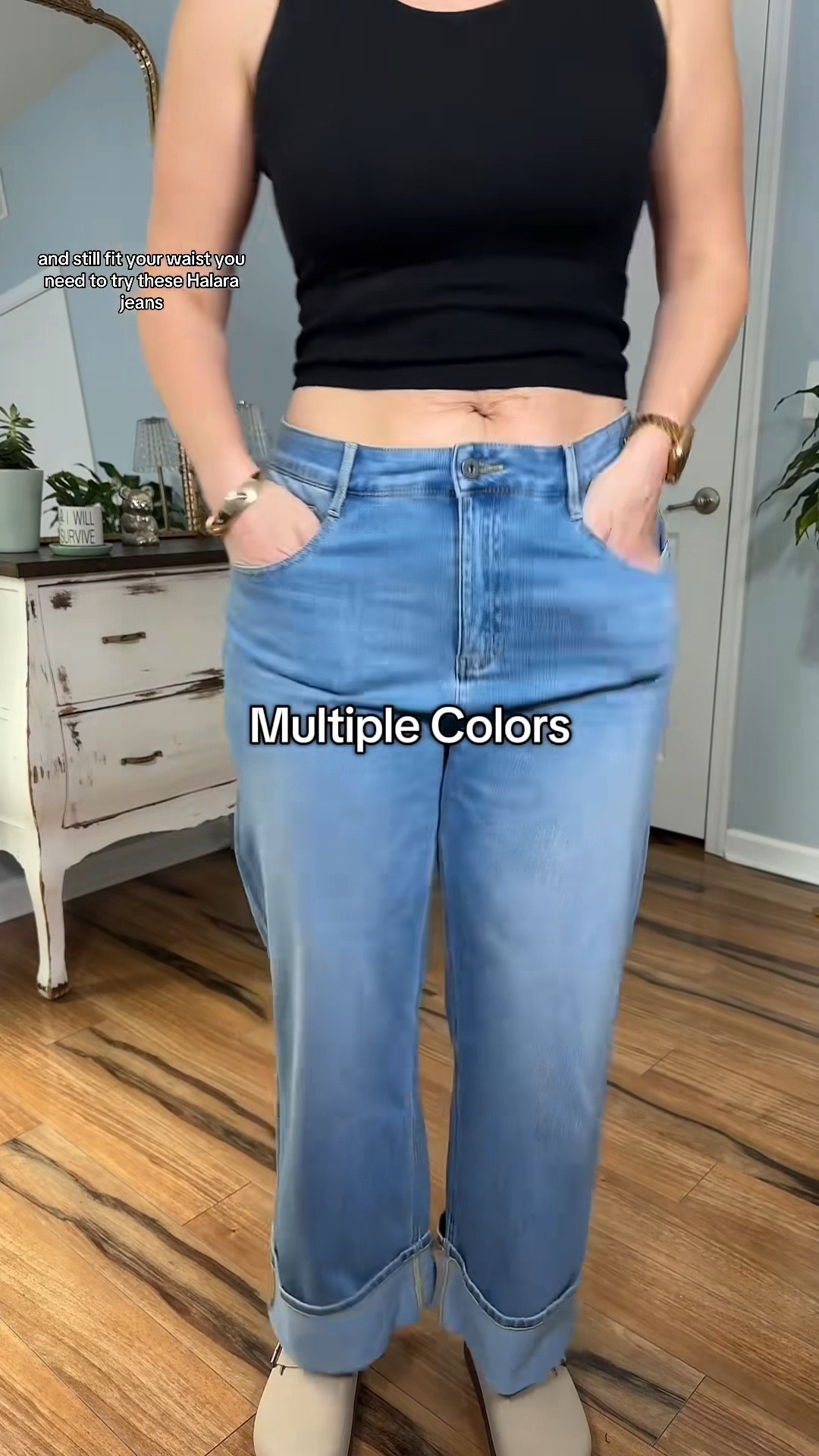 Halara wide leg cuffed hem jeans