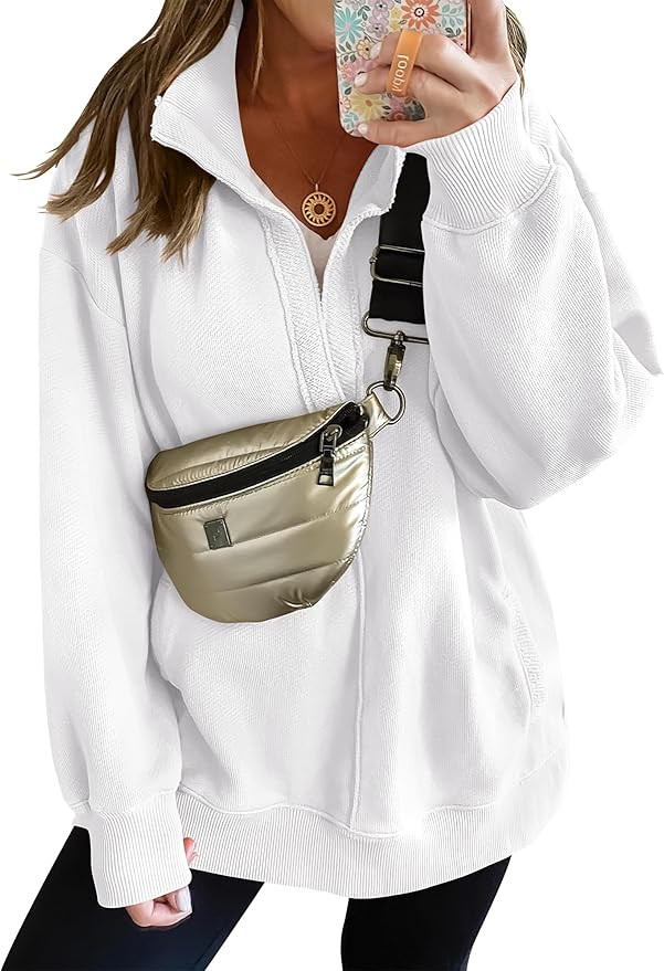 ANRABESS Women Long Sleeve Polo V Neck Split Casual Loose Fit 2024 Fall Tunic Pullover Sweatshirt... | Amazon (US)