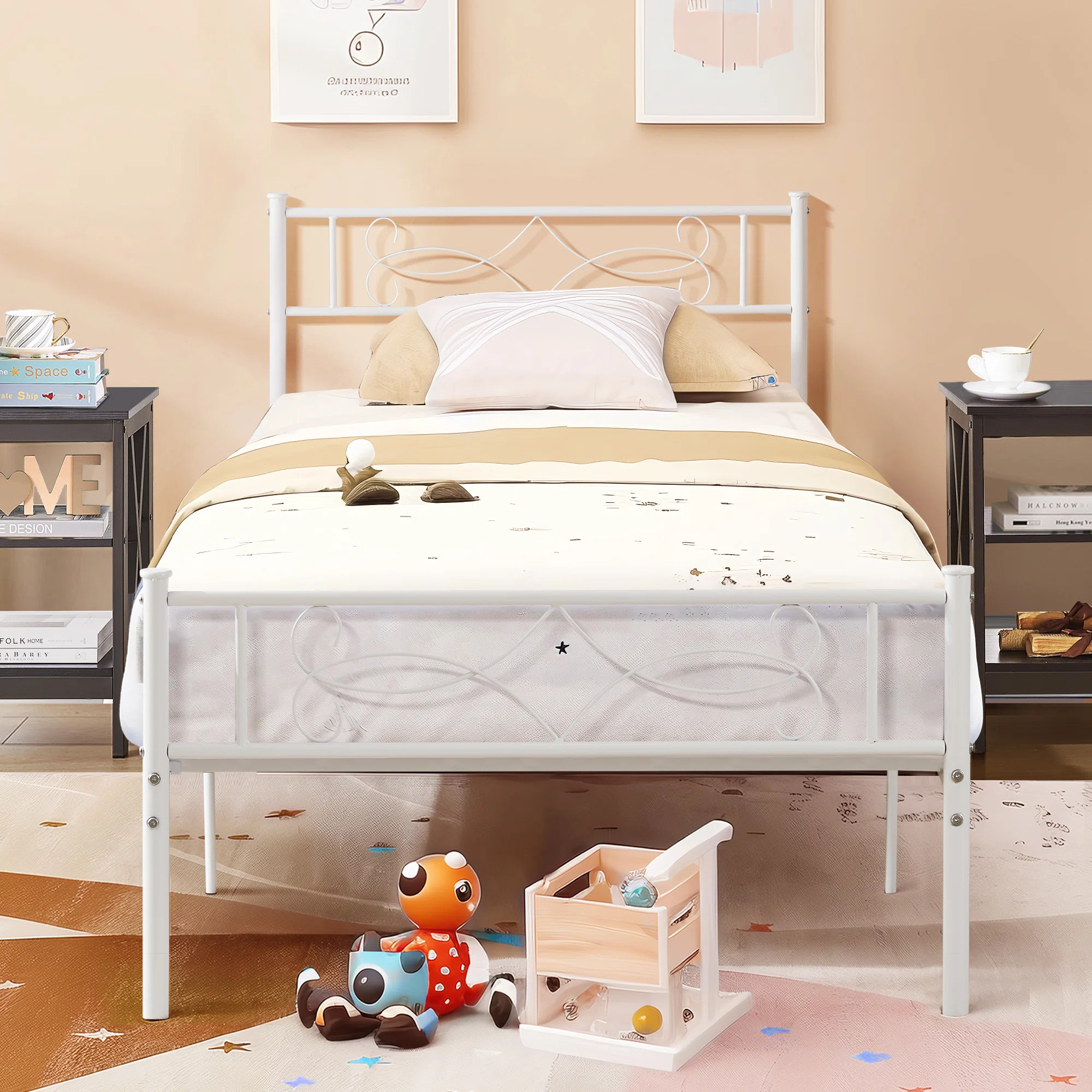 Alsa 35" Steel Bed Frame with Headboard | Wayfair North America