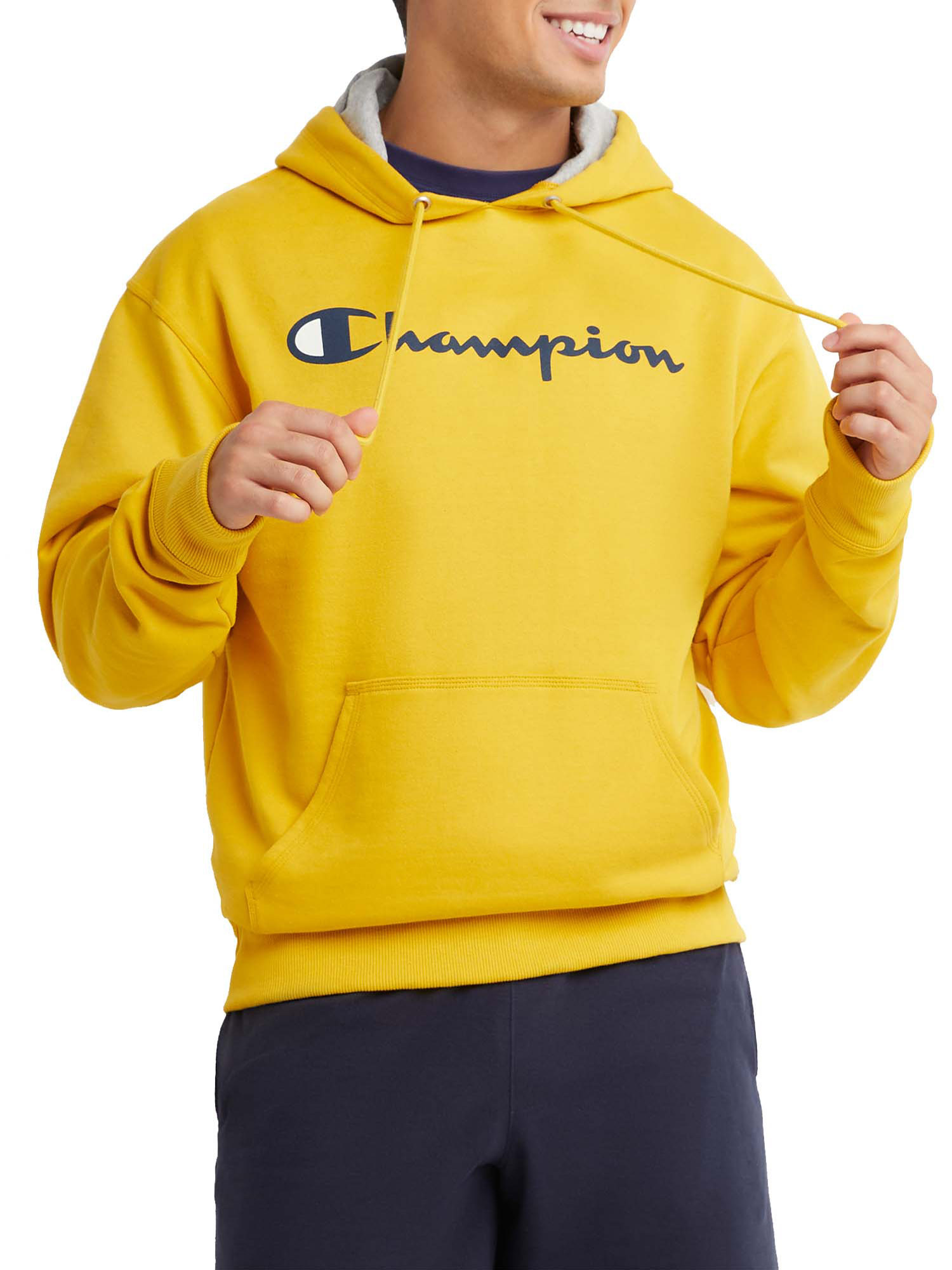 Champion Men's Powerblend Fleece Graphic Script Logo Pullover Hoodie, up to Size 2XL | Walmart (US)