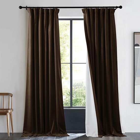 NICETOWN 100% Blackout Velvet Curtain for Living Room, 1 Panel Pinch Pleated Room Darkening and C... | Amazon (US)