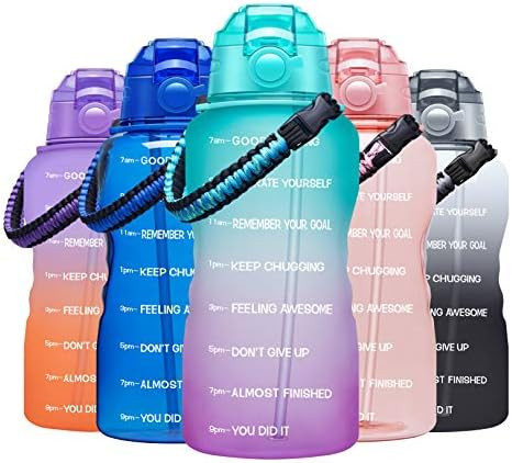 Fidus Large Half Gallon/64OZ Motivational Water Bottle with Paracord Handle & Removable Straw - B... | Amazon (US)